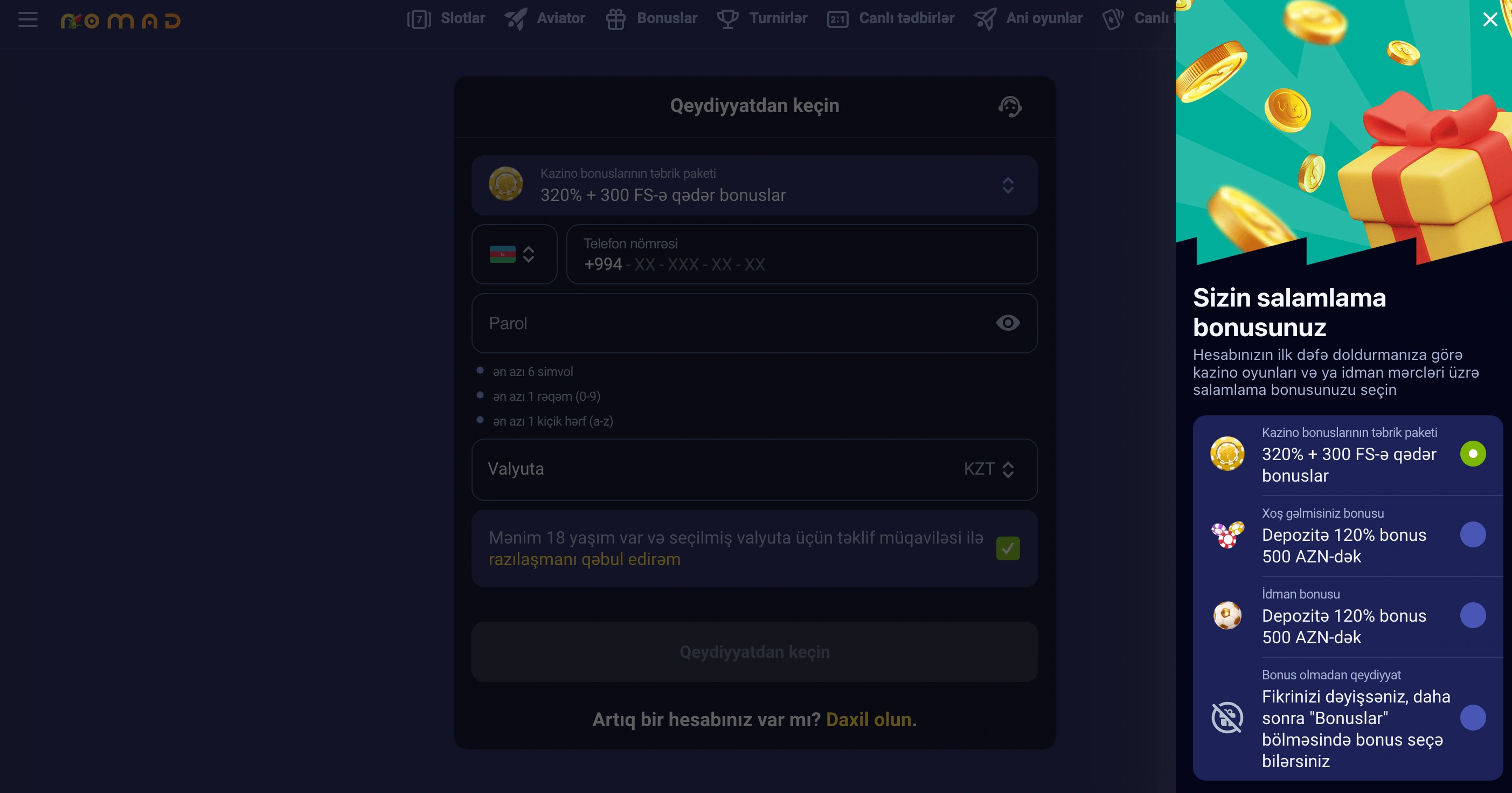 Nomad casino bonus təklifləri