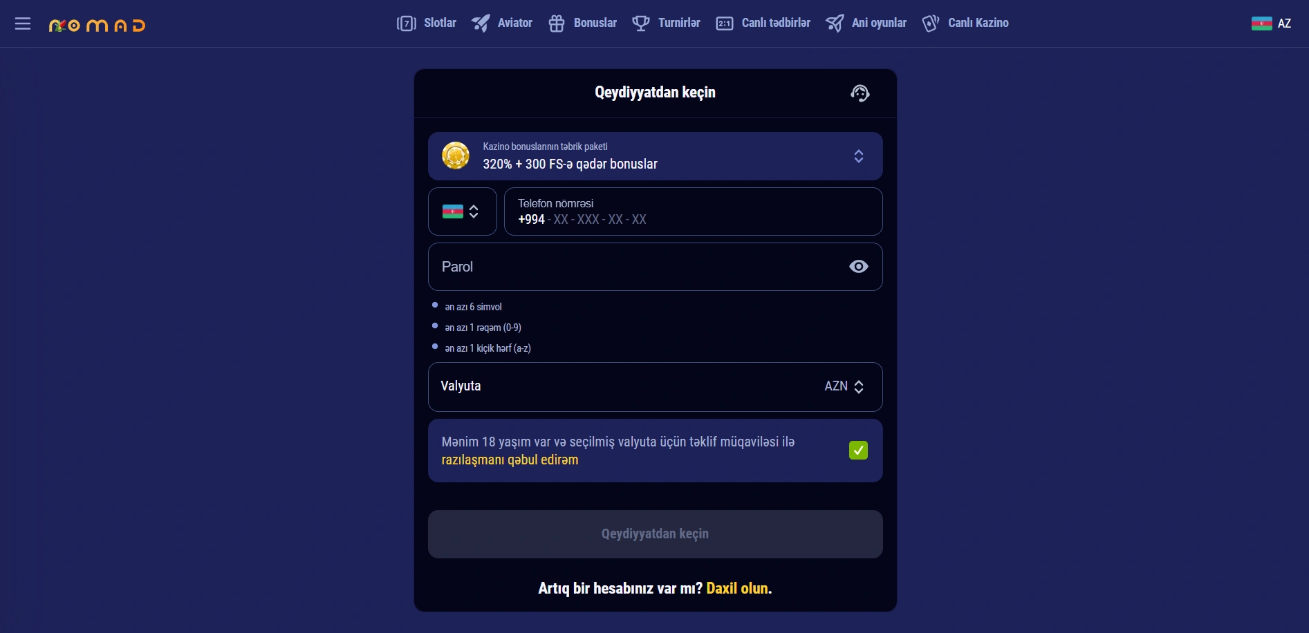 Telefonla qeydiyyat və giriş necə aparılır?